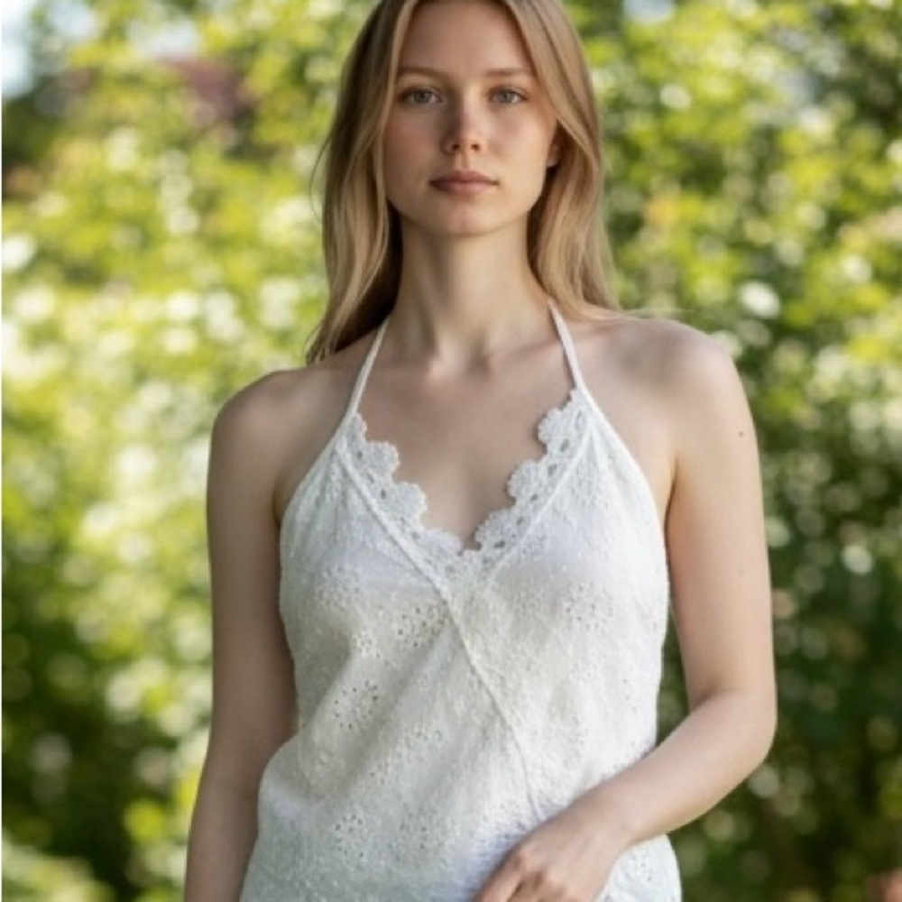 Elegant White Lace Halter Top